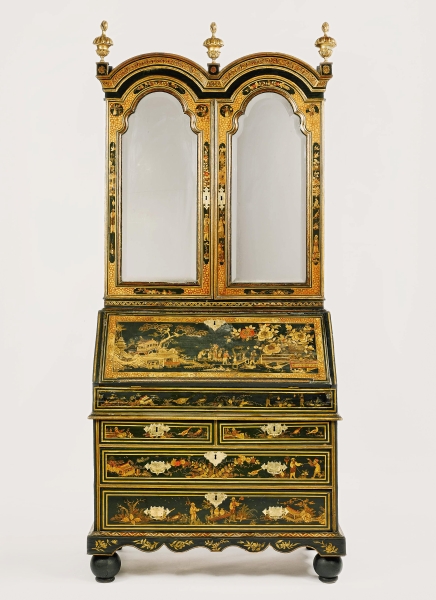 WILLIAM AND MARY BLACK JAPANNED CHEST ON STAND